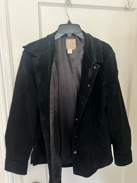 A.M. I Black Suede Button Up Jacket - Picture 1 of 2